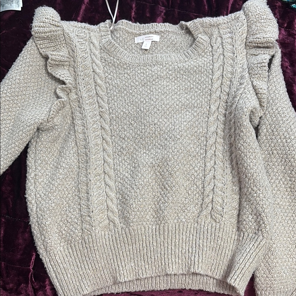 Women's Beige Cable Knit Sweater